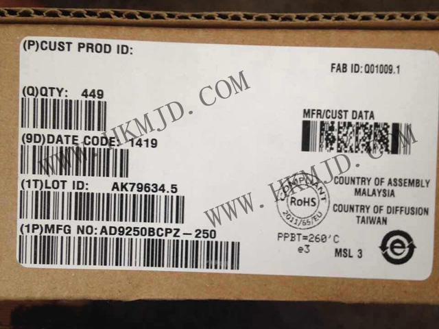 AD9250BCPZ-250模數(shù)轉(zhuǎn)換器的特點：250 MSPS、JESD204B、14位雙通道ADC