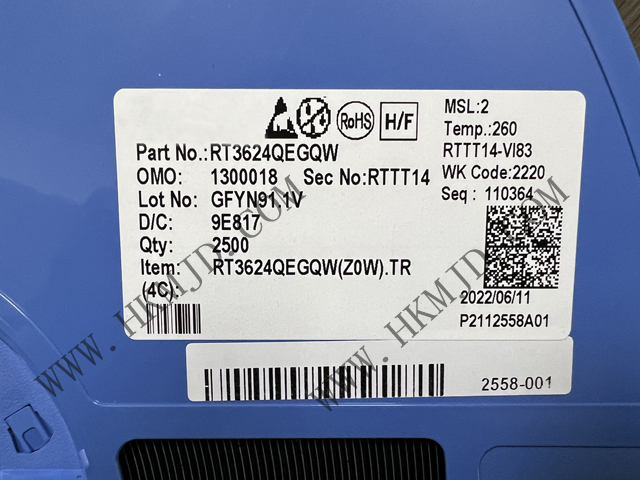 明佳達(dá)電子：供應(yīng) Richtek RT3624QEGQW PWM控制器，適用于 IMVP9.1 CPU 內(nèi)核電源