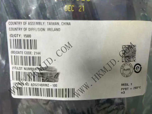 NEW（ADI）AD5274BRMZ-100：單通道、1%電阻容差、256位數(shù)字可變電阻器